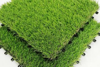 Interlocking Artificial Grass Tiles for Outdoor/Indoor, Non-Slip DIY Puzzle Flooring, Easy Drainage
