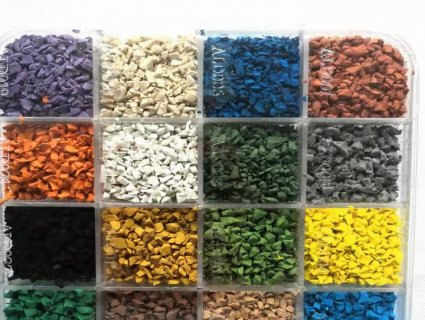 Polyurethane Glue Dyed Rubber Particles for Colorful Safe Playgrounds